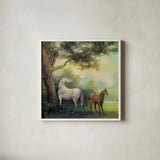 Near the Pasture Crop by Julia Purinton. Shown in a crisp white glass frame for a clean and minimalist style. Available as an archival giclee rolled canvas, fine art paper, or poster print. SKU 78728a.