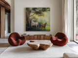 Near the Pasture Crop by Julia Purinton. Shown as extra-large giant wall art in a modern living room. Available as an archival giclee rolled canvas, fine art paper, or poster print. SKU 78728a.