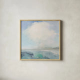 Near the Point by Julia Purinton. Shown in a natural wood glass frame for a timeless modern aesthetic. Available as an archival giclee rolled canvas, fine art paper, or poster print. SKU 73245a.