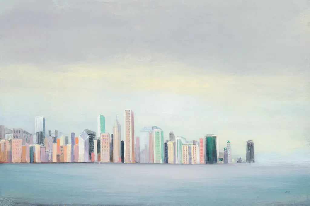New York Skyline Blue Crop by Julia Purinton. SKU 46139i. Archival Giclee Fine art print for wall decor.