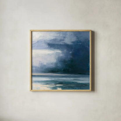 Night Journey by Julia Purinton. Shown in a natural wood glass frame for a timeless modern aesthetic. Available as an archival giclee rolled canvas, fine art paper, or poster print. SKU 60269a.