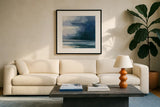 Night Journey by Julia Purinton. Displayed in a glass frame with matte in a clean modern living room. Available as an archival giclee rolled canvas, fine art paper, or poster print. SKU 60269a.