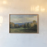 October Meadow by Julia Purinton. shown as a paper print in a natural frame. Available as a archival giclee rolled canvas, fine art paper, or poster print. SKU 102423i.
