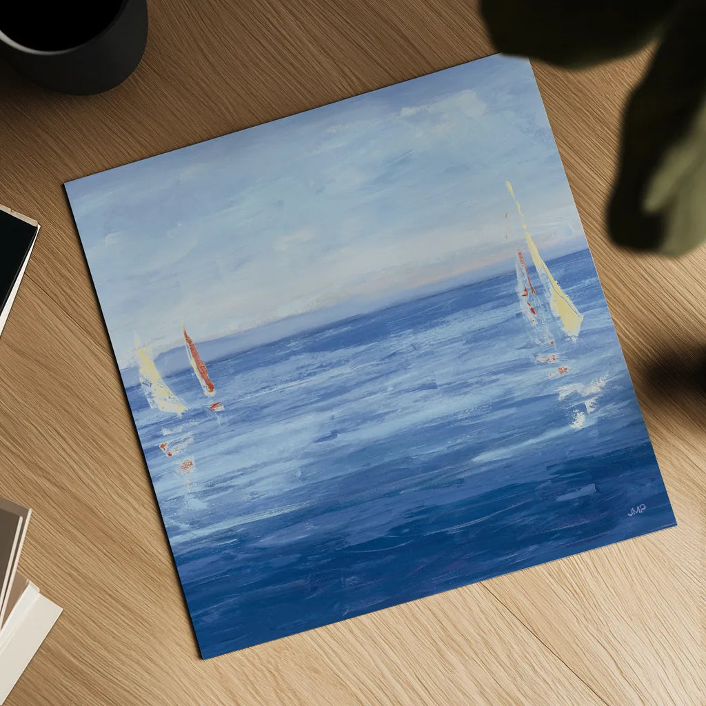 Open Sail with Red Crop by Julia Purinton. Shown as a detailed flat fine art print, highlighting archival giclee quality. Available as an archival giclee rolled canvas, fine art paper, or poster print. SKU 47775a.