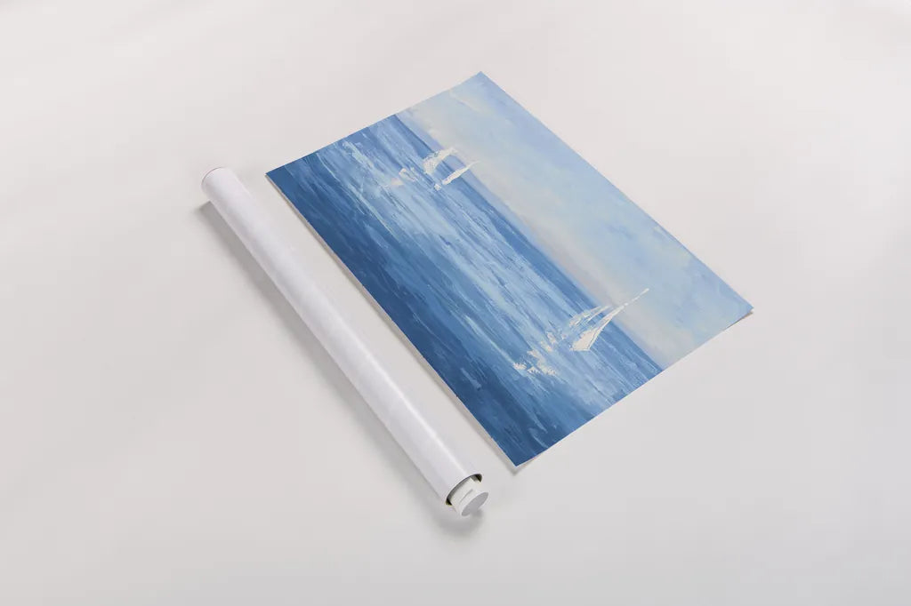 Open Sail with Turquoise by Julia Purinton. shown as a rolled paper print. Available as archival giclee rolled canvas, fine art paper, or poster print. SKU 25356i.