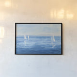 Open Sail with Turquoise by Julia Purinton. shown as a paper print in a black flame. Available as a archival giclee rolled canvas, fine art paper, or poster print. SKU 25356i.