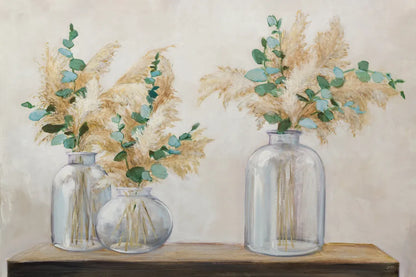 Pampas and Eucalyptus Bouquet by Julia Purinton. SKU 86028i. Archival Giclee Fine art print for wall decor.