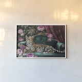 Pampered Pet by Julia Purinton. shown as a paper print in a white frame. Available as a archival giclee rolled canvas, fine art paper, or poster print. SKU 102434i.
