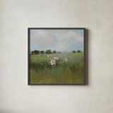 Pasture by Julia Purinton. Shown in a sleek black glass frame for a contemporary gallery look. Available as an archival giclee rolled canvas, fine art paper, or poster print. SKU 90241a.
