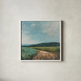Path of Glory by Julia Purinton. Shown in a crisp white glass frame for a clean and minimalist style. Available as an archival giclee rolled canvas, fine art paper, or poster print. SKU 99193a.
