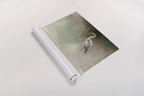 Peaceful Egret Teal Crop by Julia Purinton. shown as a rolled paper print. Available as archival giclee rolled canvas, fine art paper, or poster print. SKU 79218i.