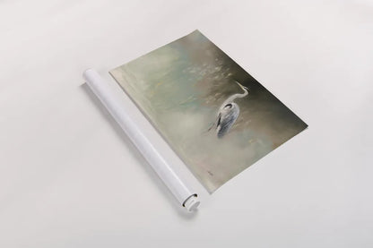 Peaceful Egret Teal Crop by Julia Purinton. shown as a rolled paper print. Available as archival giclee rolled canvas, fine art paper, or poster print. SKU 79218i.