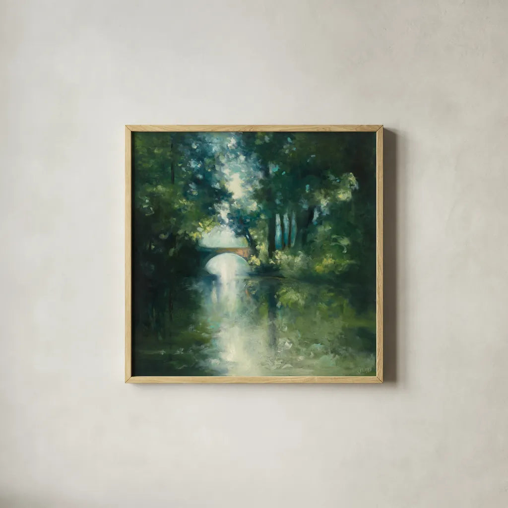 Peek a Boo by Julia Purinton. Shown in a natural wood glass frame for a timeless modern aesthetic. Available as an archival giclee rolled canvas, fine art paper, or poster print. SKU 5405a.