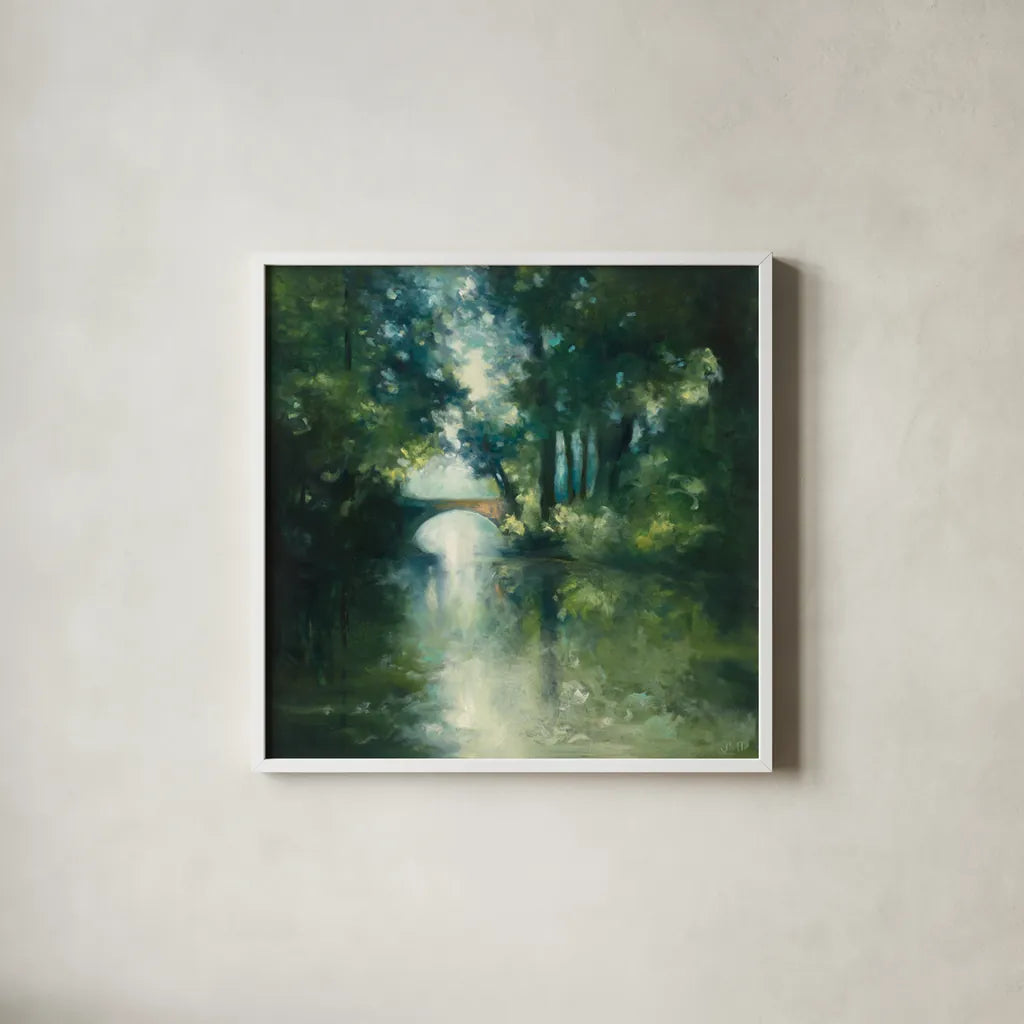 Peek a Boo by Julia Purinton. Shown in a crisp white glass frame for a clean and minimalist style. Available as an archival giclee rolled canvas, fine art paper, or poster print. SKU 5405a.