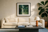 Peek a Boo by Julia Purinton. Displayed in a glass frame with matte in a clean modern living room. Available as an archival giclee rolled canvas, fine art paper, or poster print. SKU 5405a.
