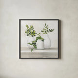Plant Life II by Julia Purinton. Shown in a sleek black glass frame for a contemporary gallery look. Available as an archival giclee rolled canvas, fine art paper, or poster print. SKU 74395a.