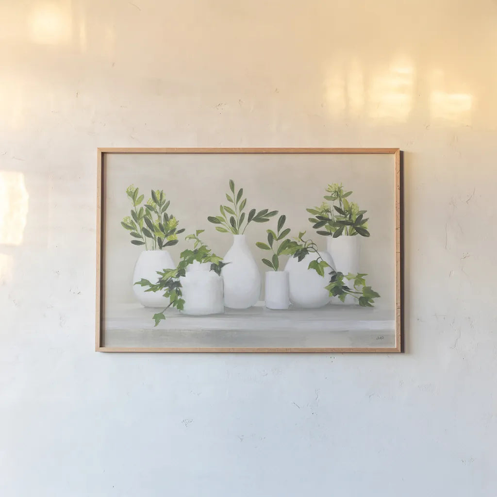 Plant Life IV by Julia Purinton. shown as a paper print in a natural frame. Available as a archival giclee rolled canvas, fine art paper, or poster print. SKU 76834i.