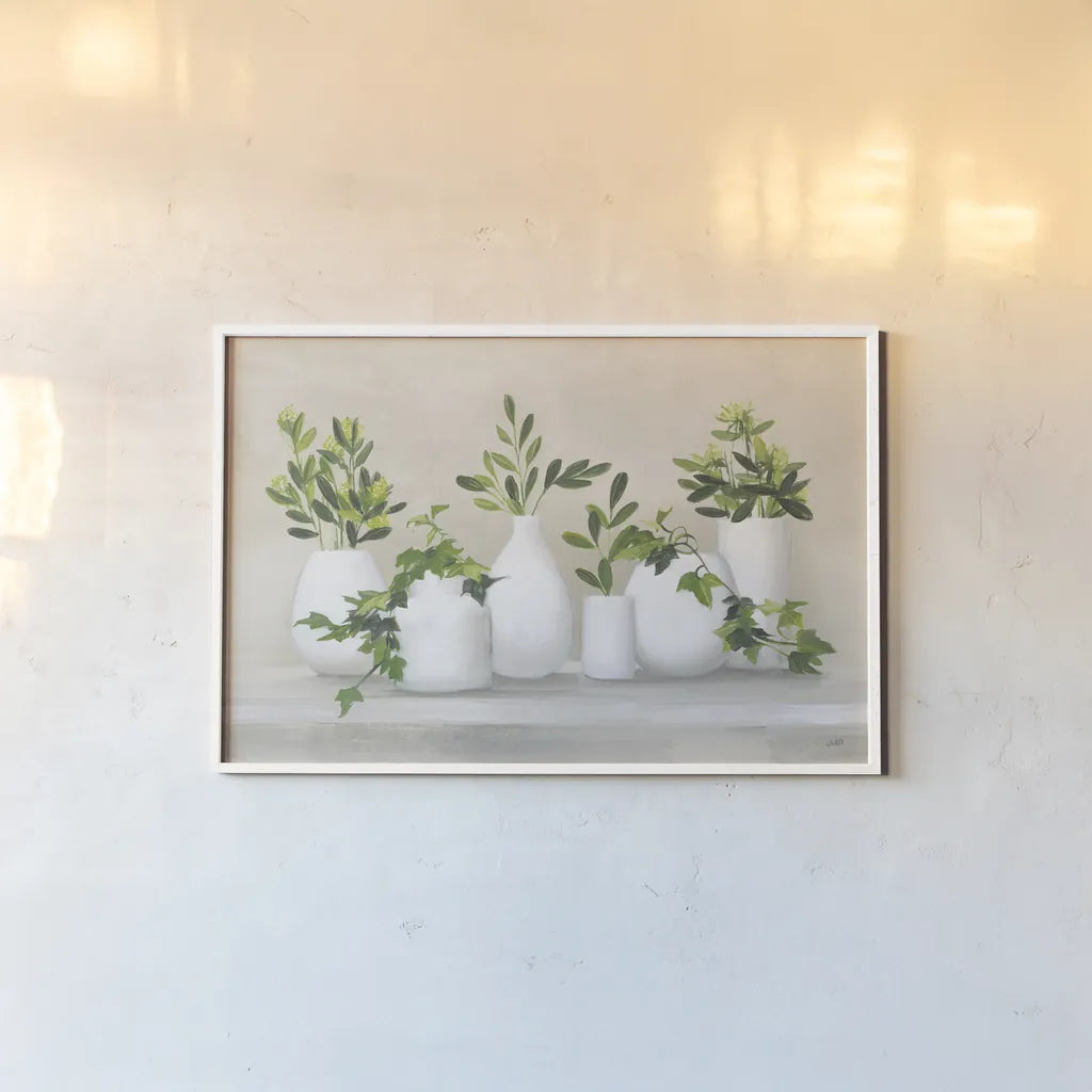 Plant Life IV by Julia Purinton. shown as a paper print in a white frame. Available as a archival giclee rolled canvas, fine art paper, or poster print. SKU 76834i.