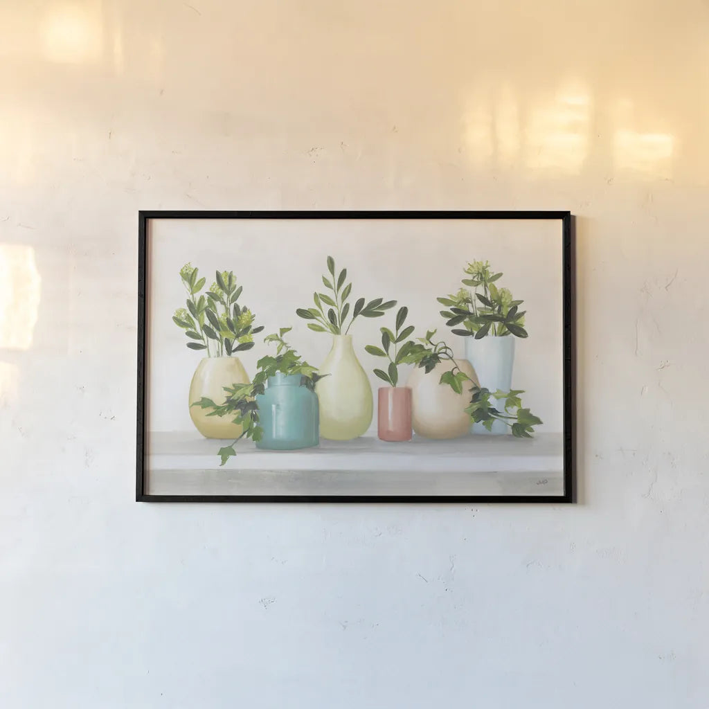 Plant Life IV Colorful by Julia Purinton. shown as a paper print in a black flame. Available as a archival giclee rolled canvas, fine art paper, or poster print. SKU 76835i.