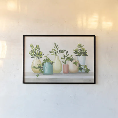 Plant Life IV Colorful by Julia Purinton. shown as a paper print in a black flame. Available as a archival giclee rolled canvas, fine art paper, or poster print. SKU 76835i.