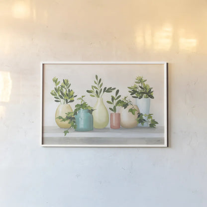 Plant Life IV Colorful by Julia Purinton. shown as a paper print in a white frame. Available as a archival giclee rolled canvas, fine art paper, or poster print. SKU 76835i.