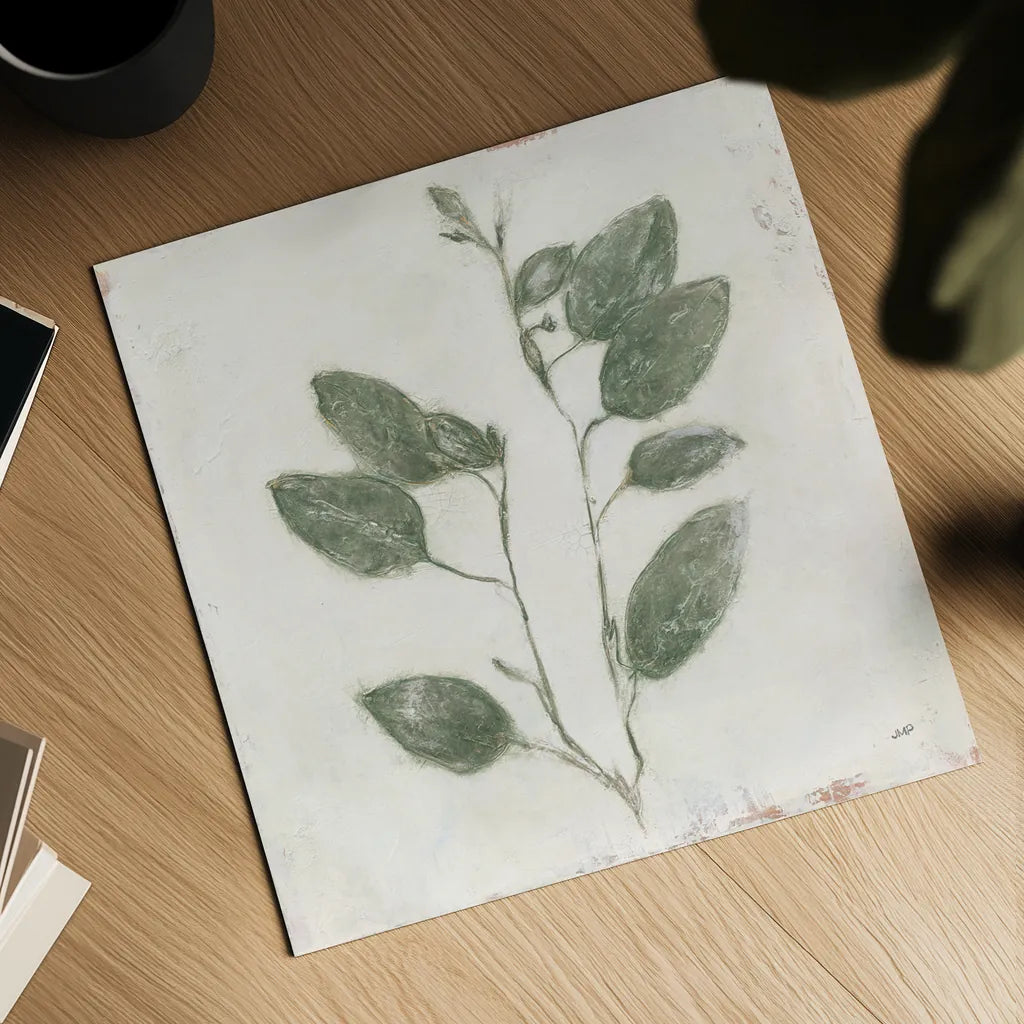 Plantlife II Green by Julia Purinton. Shown as a detailed flat fine art print, highlighting archival giclee quality. Available as an archival giclee rolled canvas, fine art paper, or poster print. SKU 75953a.