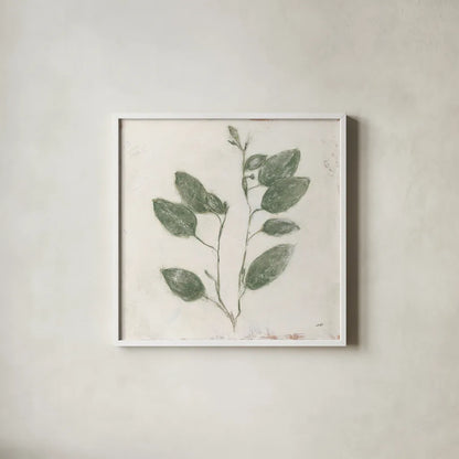 Plantlife II Green by Julia Purinton. Shown in a crisp white glass frame for a clean and minimalist style. Available as an archival giclee rolled canvas, fine art paper, or poster print. SKU 75953a.