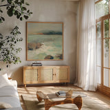 Point Lobos Crop by Julia Purinton. Shown in a natural wood frame in a cozy modern living room. Available as an archival giclee rolled canvas, fine art paper, or poster print. SKU 27600a.