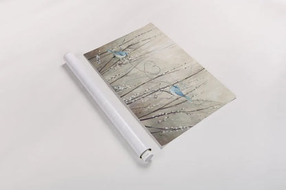 Pretty Birds Neutral String by Julia Purinton. shown as a rolled paper print. Available as archival giclee rolled canvas, fine art paper, or poster print. SKU 35978i.