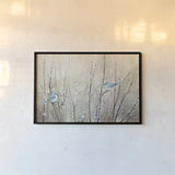Pretty Birds Neutral String by Julia Purinton. shown as a paper print in a black flame. Available as a archival giclee rolled canvas, fine art paper, or poster print. SKU 35978i.