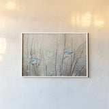 Pretty Birds Neutral String by Julia Purinton. shown as a paper print in a white frame. Available as a archival giclee rolled canvas, fine art paper, or poster print. SKU 35978i.