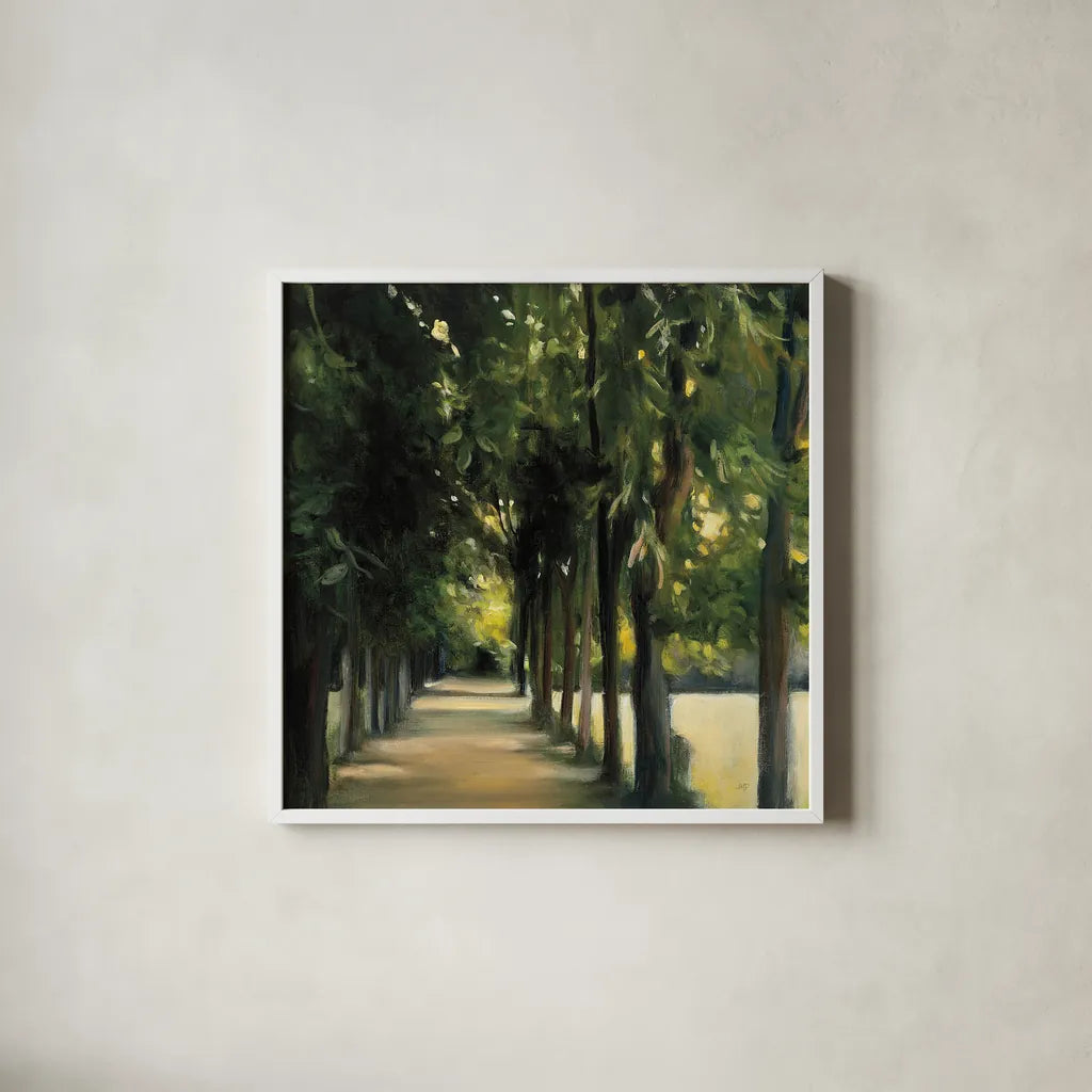 Promenade Crop by Julia Purinton. Shown in a crisp white glass frame for a clean and minimalist style. Available as an archival giclee rolled canvas, fine art paper, or poster print. SKU 16192a.