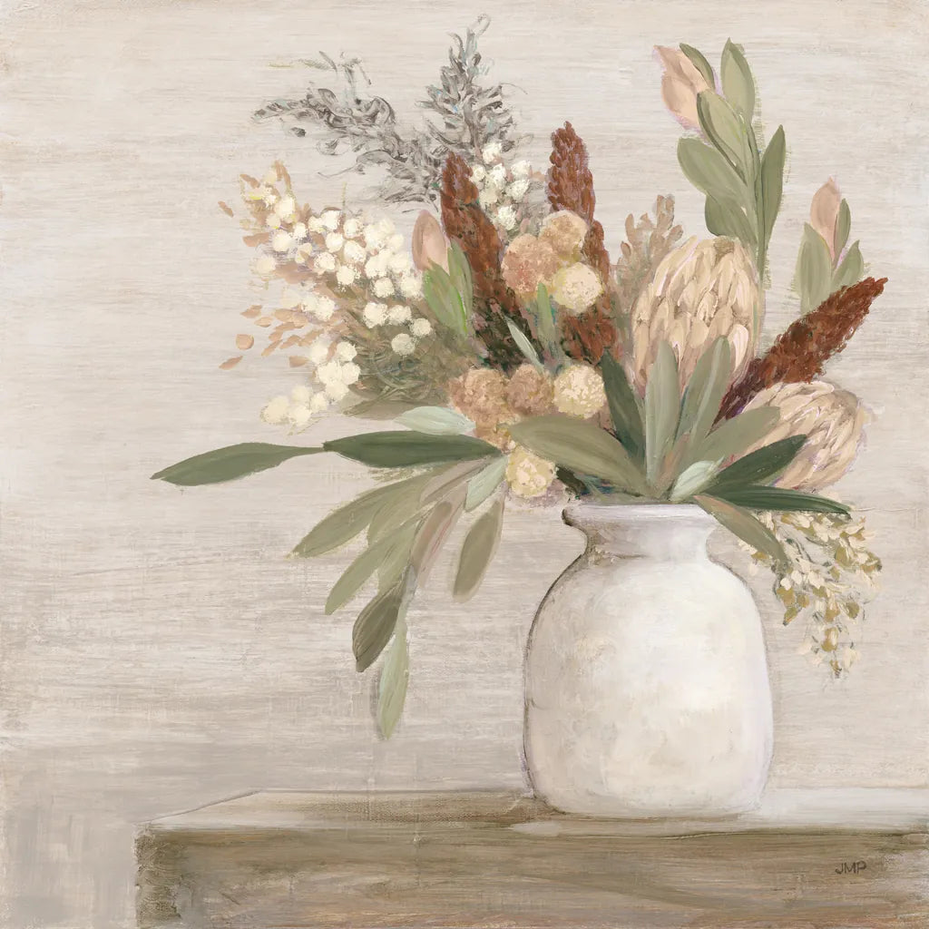 Protea Still Life I Neutral by Julia Purinton. SKU 76367a. Archival Giclee Fine art print for wall decor.