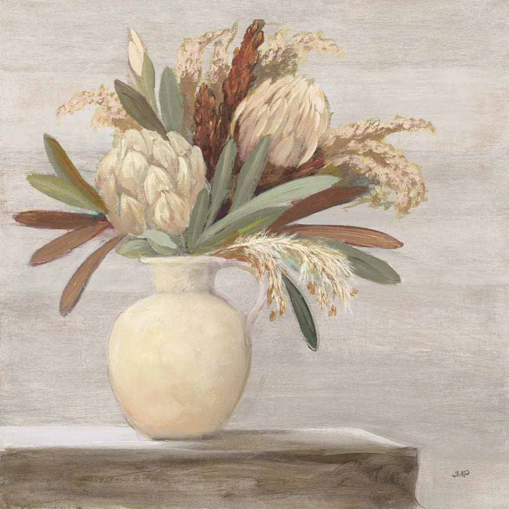 Protea Still Life II Neutral by Julia Purinton. SKU 76368a. Archival Giclee Fine art print for wall decor.