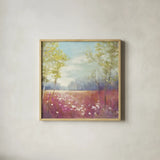 Purple Field Crop by Julia Purinton. Shown in a natural wood glass frame for a timeless modern aesthetic. Available as an archival giclee rolled canvas, fine art paper, or poster print. SKU 13000a.