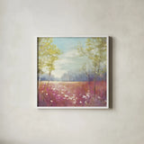 Purple Field Crop by Julia Purinton. Shown in a crisp white glass frame for a clean and minimalist style. Available as an archival giclee rolled canvas, fine art paper, or poster print. SKU 13000a.