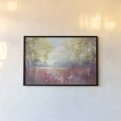 Purple Field Crop by Julia Purinton. shown as a paper print in a black flame. Available as a archival giclee rolled canvas, fine art paper, or poster print. SKU 13000i.