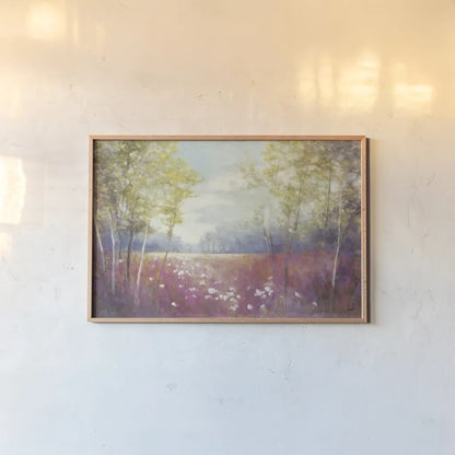 Purple Field Crop by Julia Purinton. shown as a paper print in a natural frame. Available as a archival giclee rolled canvas, fine art paper, or poster print. SKU 13000i.