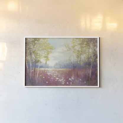 Purple Field Crop by Julia Purinton. shown as a paper print in a white frame. Available as a archival giclee rolled canvas, fine art paper, or poster print. SKU 13000i.