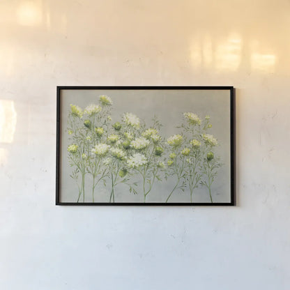 Queen Annes Lace by Julia Purinton. shown as a paper print in a black flame. Available as a archival giclee rolled canvas, fine art paper, or poster print. SKU 57168i.