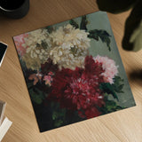Quiet Blooms by Julia Purinton. Shown as a detailed flat fine art print, highlighting archival giclee quality. Available as an archival giclee rolled canvas, fine art paper, or poster print. SKU 103378a.