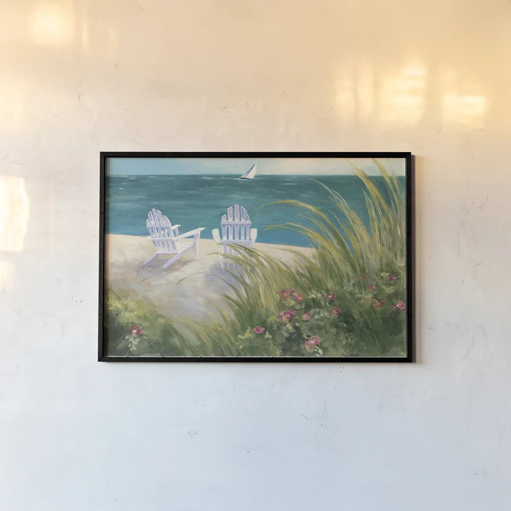 Regatta I by Julia Purinton. shown as a paper print in a black flame. Available as a archival giclee rolled canvas, fine art paper, or poster print. SKU 12505i.