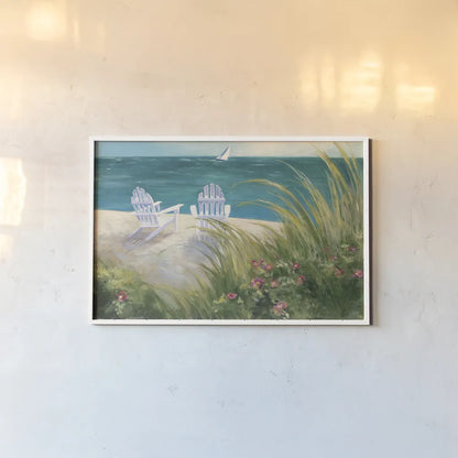 Regatta I by Julia Purinton. shown as a paper print in a white frame. Available as a archival giclee rolled canvas, fine art paper, or poster print. SKU 12505i.