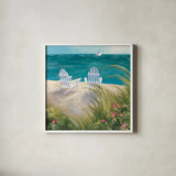 Regatta I Square by Julia Purinton. Shown in a crisp white glass frame for a clean and minimalist style. Available as an archival giclee rolled canvas, fine art paper, or poster print. SKU 12505a.