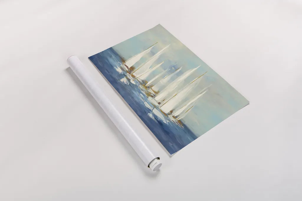Regatta Sail by Julia Purinton. shown as a rolled paper print. Available as archival giclee rolled canvas, fine art paper, or poster print. SKU 73872i.