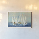 Regatta Sail by Julia Purinton. shown as a paper print in a white frame. Available as a archival giclee rolled canvas, fine art paper, or poster print. SKU 73872i.