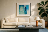 Rhapsody II by Julia Purinton. Displayed in a glass frame with matte in a clean modern living room. Available as an archival giclee rolled canvas, fine art paper, or poster print. SKU 85287a.