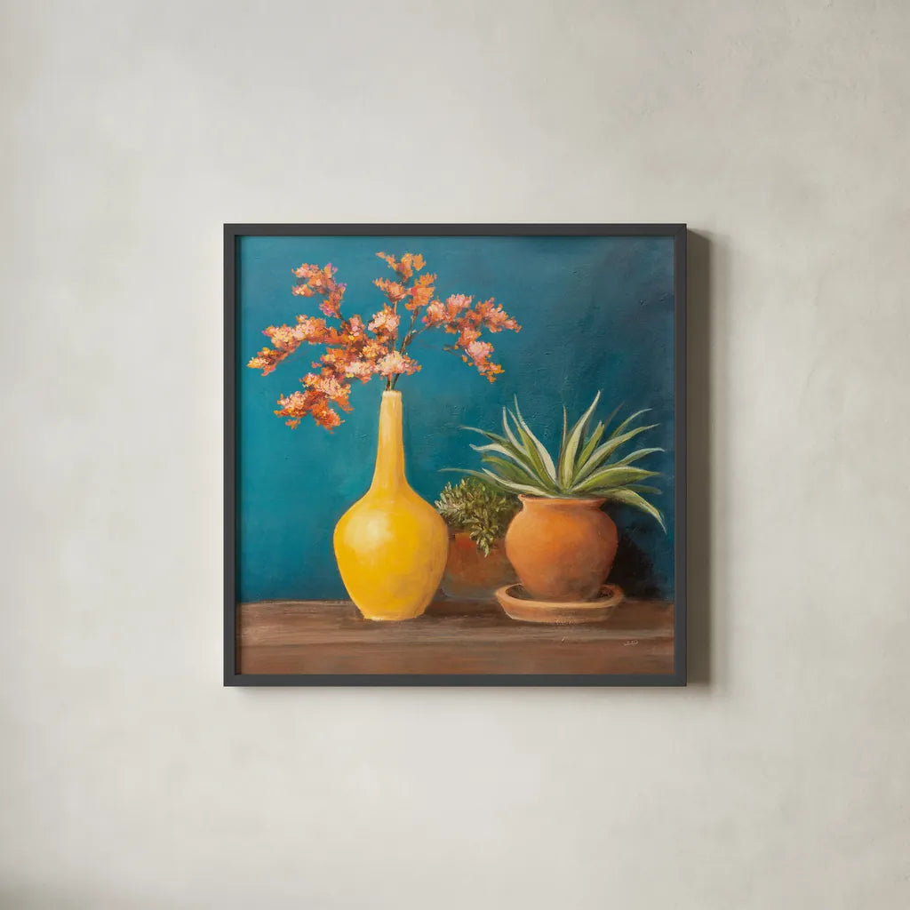 Richness of Life II by Julia Purinton. Shown in a sleek black glass frame for a contemporary gallery look. Available as an archival giclee rolled canvas, fine art paper, or poster print. SKU 81170a.