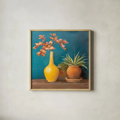 Richness of Life II by Julia Purinton. Shown in a natural wood glass frame for a timeless modern aesthetic. Available as an archival giclee rolled canvas, fine art paper, or poster print. SKU 81170a.