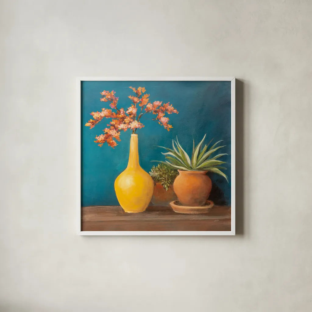 Richness of Life II by Julia Purinton. Shown in a crisp white glass frame for a clean and minimalist style. Available as an archival giclee rolled canvas, fine art paper, or poster print. SKU 81170a.